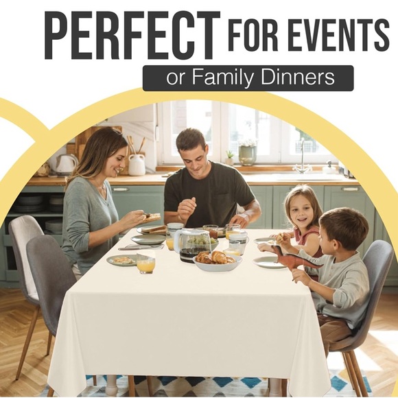 Plastic Table Cover for Dining - Ivory Color - Picture 4 of 5